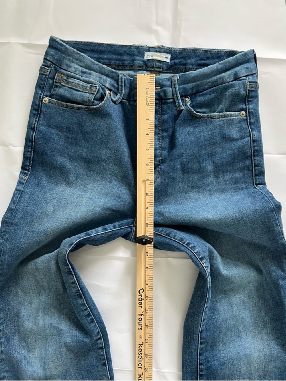 Good American Jeans Women’s 28 X 26 Blue Straight Leg High Rise Stretch Denim - Picture 8 of 10